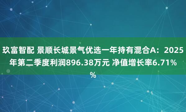 玖富智配 景顺长城景气优选一年持有混合A：2025年第二季度利润896.38万元 净值增长率6.71%